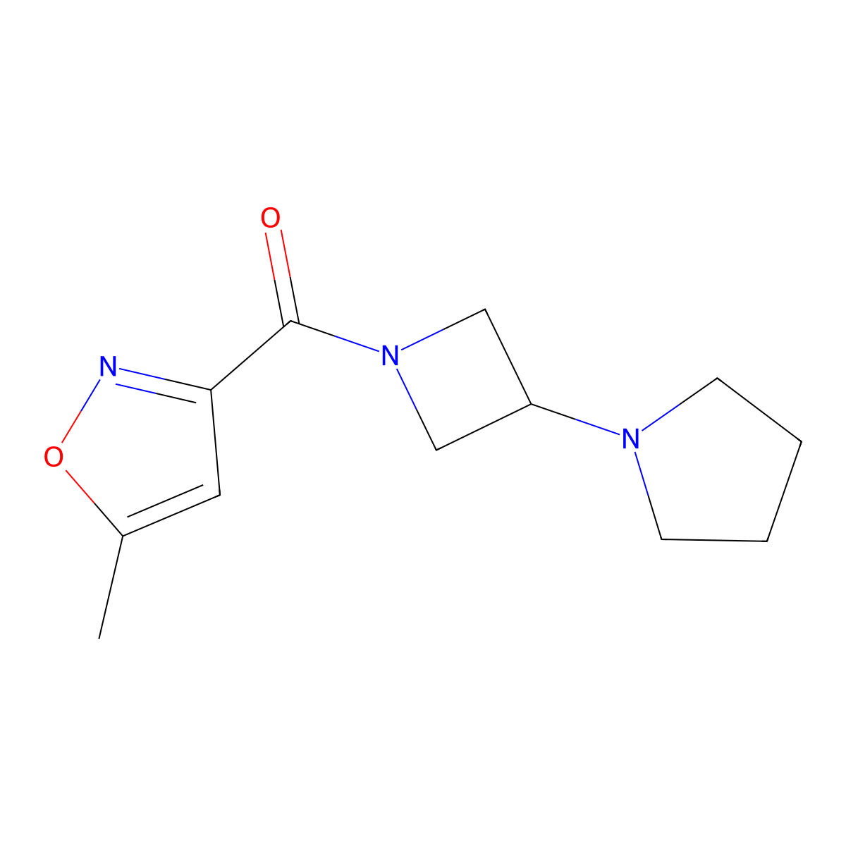 (5-Methylisoxazol-3-yl)(3-(pyrrolidin-1-yl)azetidin-1-yl)methanone molecular structure, CAS 2320444-31-1