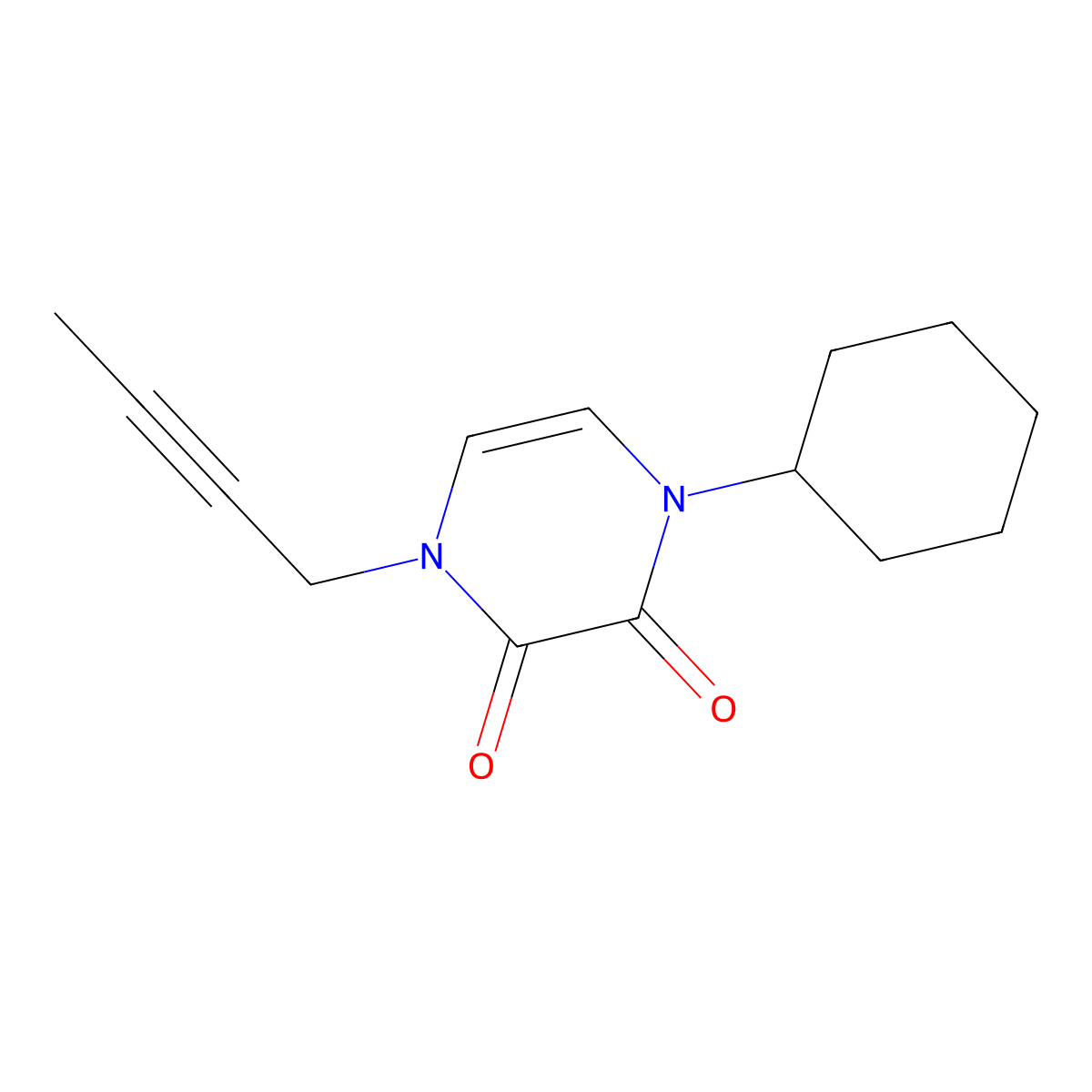 1-(But-2-yn-1-yl)-4-cyclohexyl-1,4-dihydropyrazine-2,3-dione molecular structure, CAS 2320444-52-6