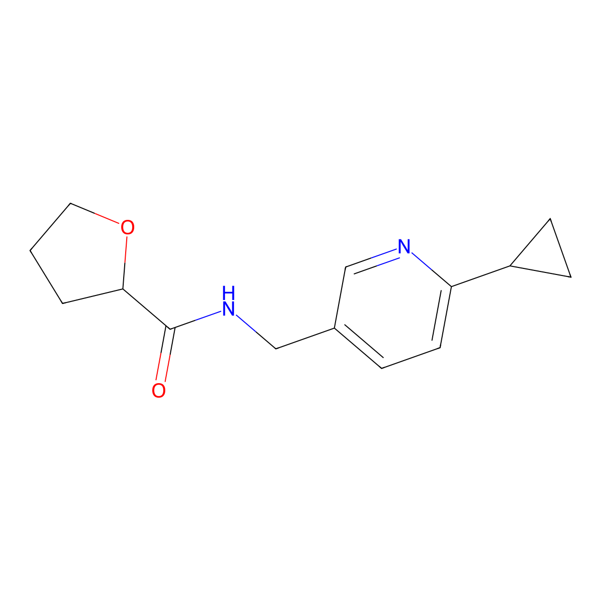 N-[(6-cyclopropylpyridin-3-yl)methyl]oxolane-2-carboxamide molecular structure, CAS 2320444-65-1