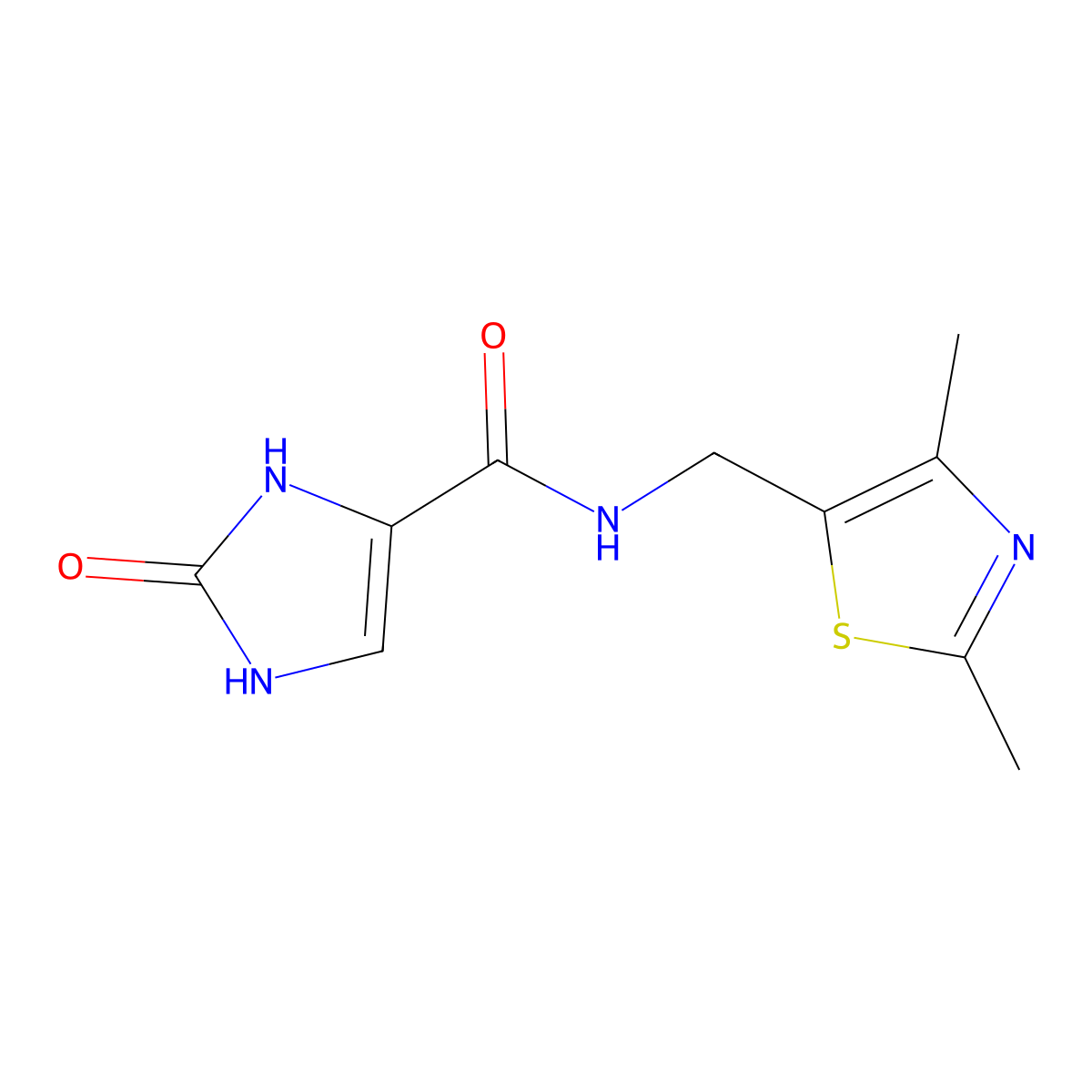 N-((2,4-dimethylthiazol-5-yl)methyl)-2-oxo-2,3-dihydro-1H-imidazole-4-carboxamide molecular structure, CAS 2320445-10-9