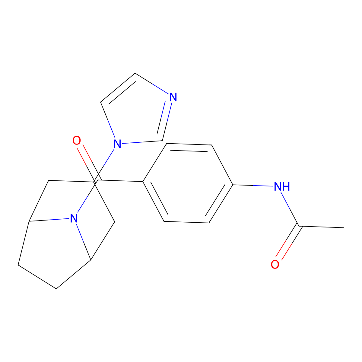 N-{4-[3-(1H-imidazol-1-yl)-8-azabicyclo[3.2.1]octane-8-carbonyl]phenyl}acetamide molecular structure, CAS 2320456-58-2