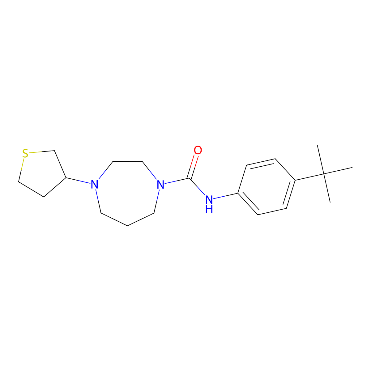 N-(4-tert-butylphenyl)-4-(thiolan-3-yl)-1,4-diazepane-1-carboxamide molecular structure, CAS 2320456-74-2