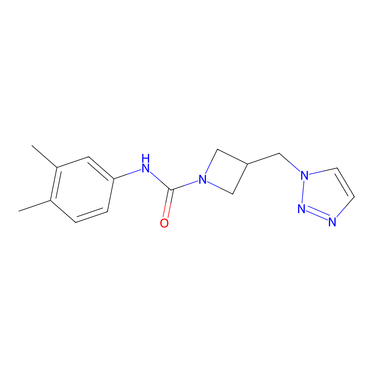 N-(3,4-dimethylphenyl)-3-[(1H-1,2,3-triazol-1-yl)methyl]azetidine-1-carboxamide molecular structure, CAS 2320456-82-2