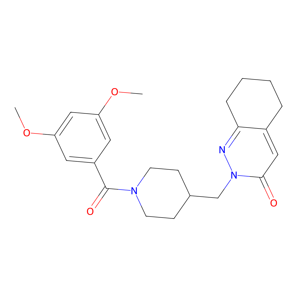 2-{[1-(3,5-Dimethoxybenzoyl)piperidin-4-yl]methyl}-2,3,5,6,7,8-hexahydrocinnolin-3-one molecular structure, CAS 2320456-87-7