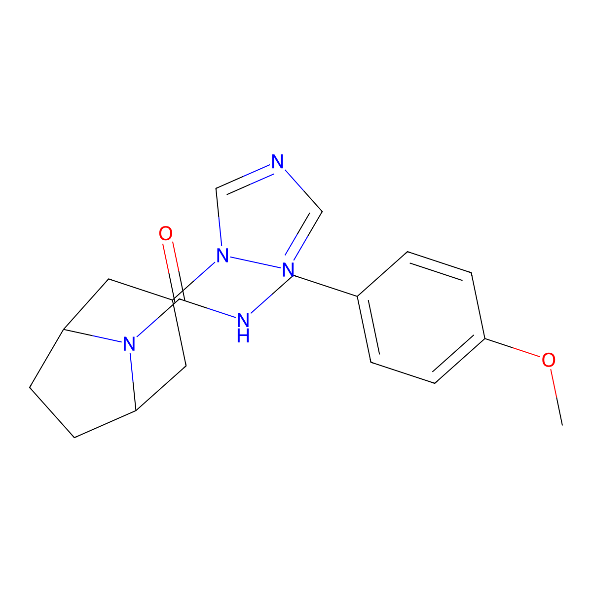N-[(4-methoxyphenyl)methyl]-3-(1H-1,2,4-triazol-1-yl)-8-azabicyclo[3.2.1]octane-8-carboxamide molecular structure, CAS 2320457-31-4