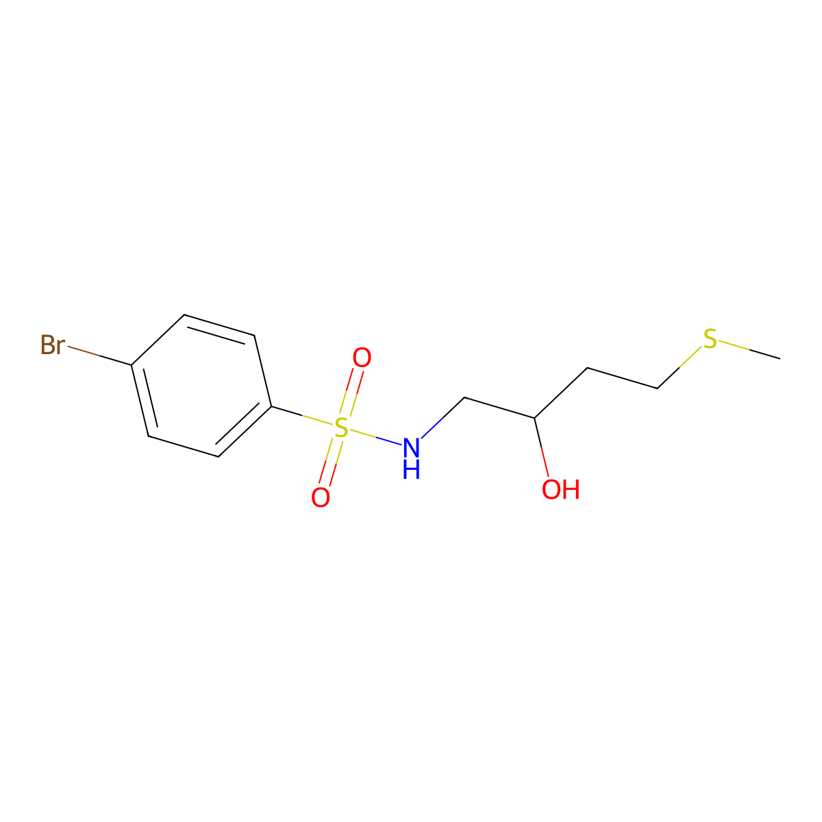 4-bromo-N-[2-hydroxy-4-(methylsulfanyl)butyl]benzene-1-sulfonamide molecular structure, CAS 2320457-40-5