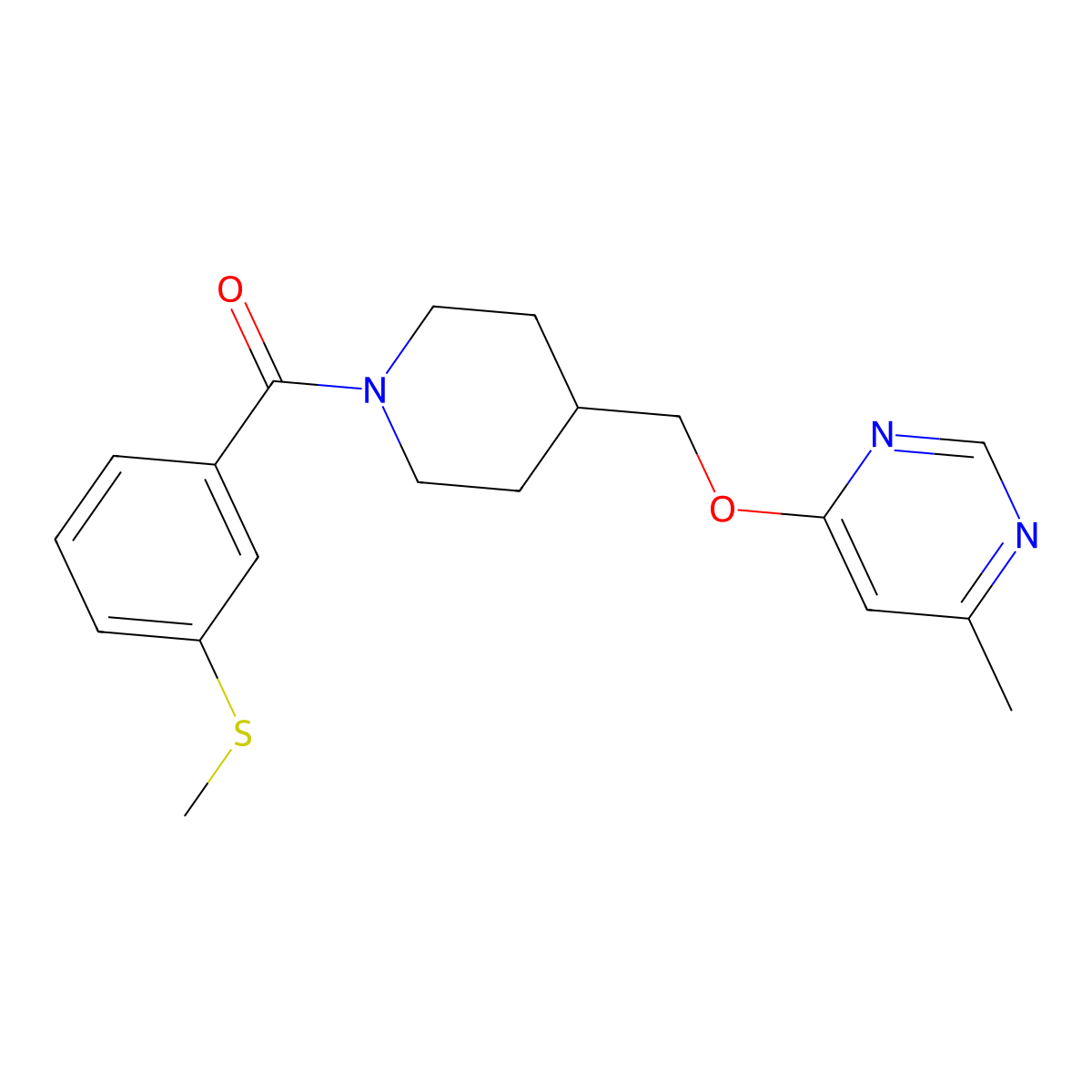 4-Methyl-6-({1-[3-(methylsulfanyl)benzoyl]piperidin-4-yl}methoxy)pyrimidine molecular structure, CAS 2320457-54-1