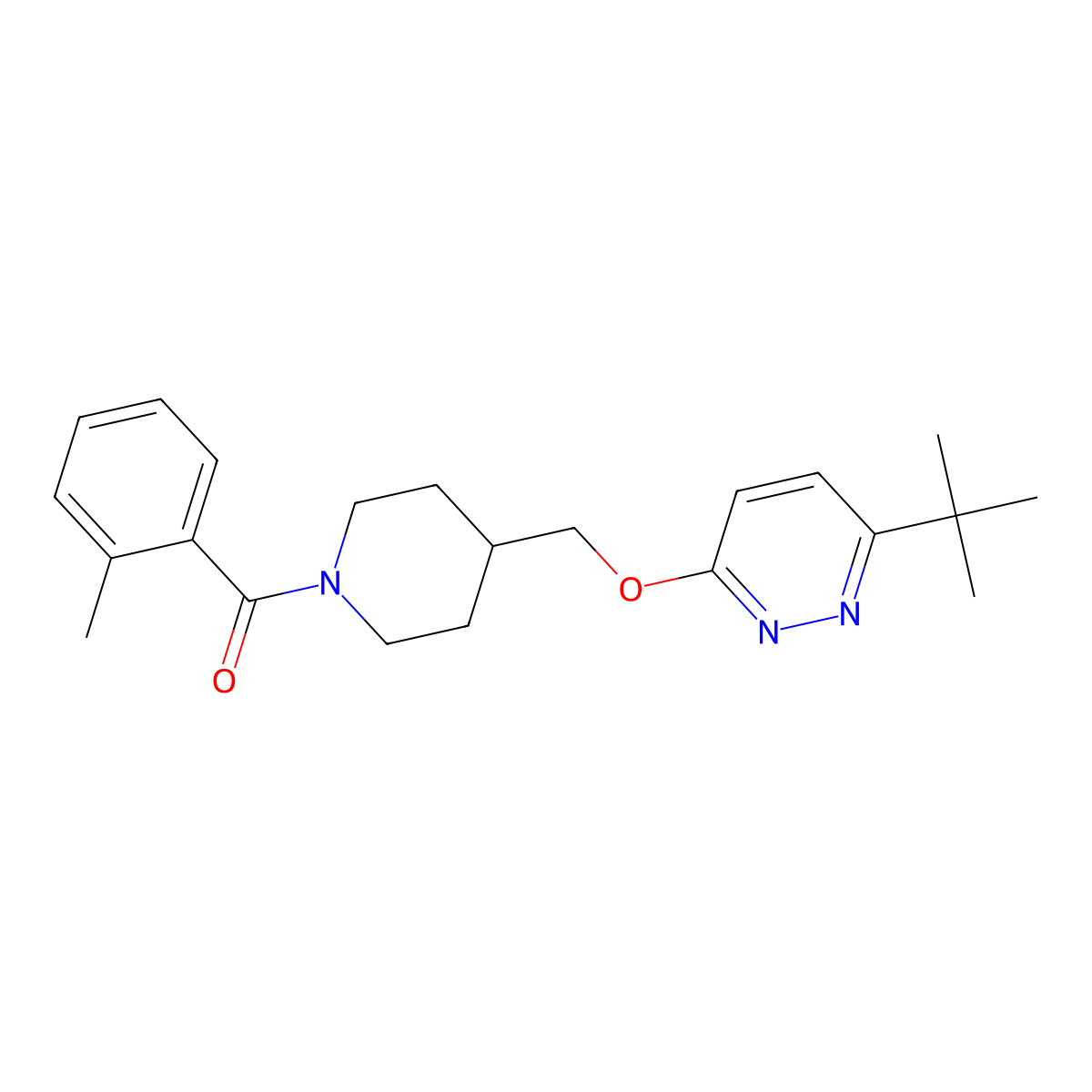3-Tert-butyl-6-{[1-(2-methylbenzoyl)piperidin-4-yl]methoxy}pyridazine molecular structure, CAS 2320458-04-4