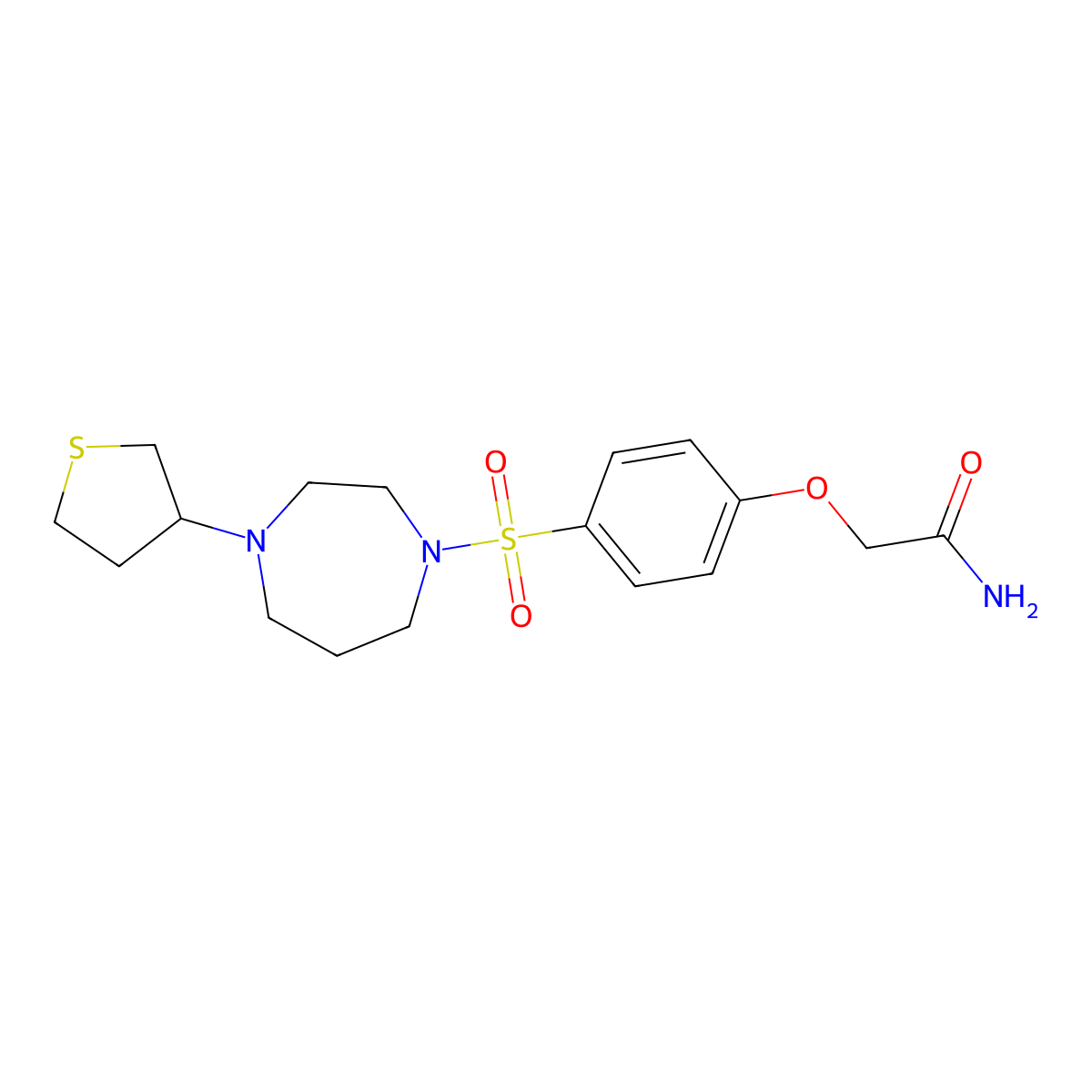 2-(4-{[4-(Thiolan-3-yl)-1,4-diazepan-1-yl]sulfonyl}phenoxy)acetamide molecular structure, CAS 2320458-17-9