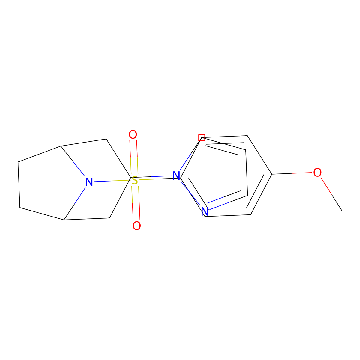 8-(4-methoxybenzenesulfonyl)-3-(1H-pyrazol-1-yl)-8-azabicyclo[3.2.1]octane molecular structure, CAS 2320458-58-8