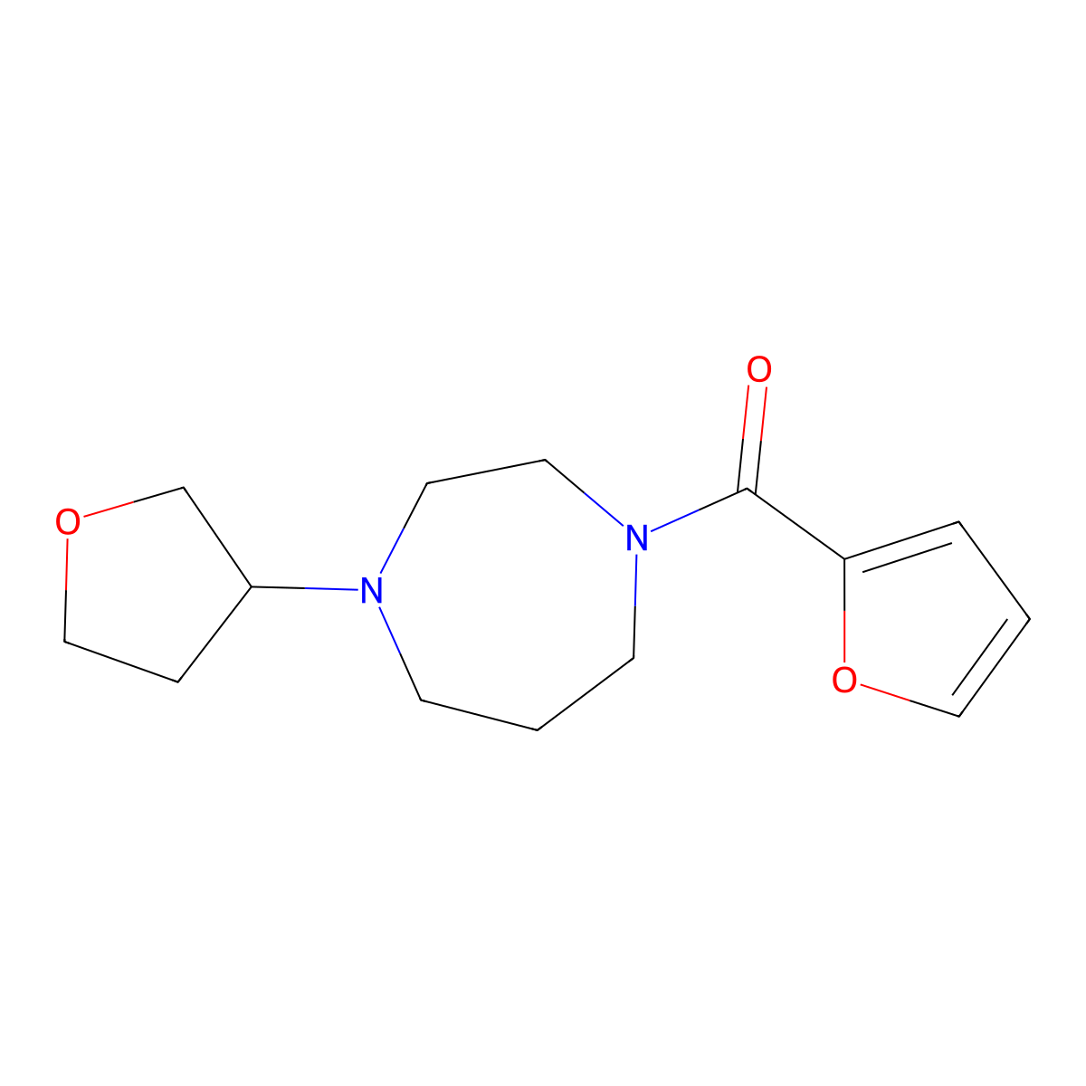 1-(Furan-2-carbonyl)-4-(oxolan-3-yl)-1,4-diazepane molecular structure, CAS 2320458-64-6