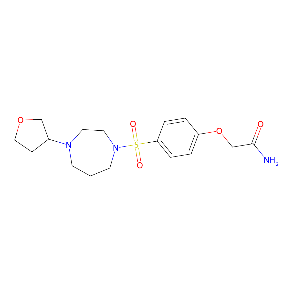 2-(4-{[4-(Oxolan-3-yl)-1,4-diazepan-1-yl]sulfonyl}phenoxy)acetamide molecular structure, CAS 2320458-67-9