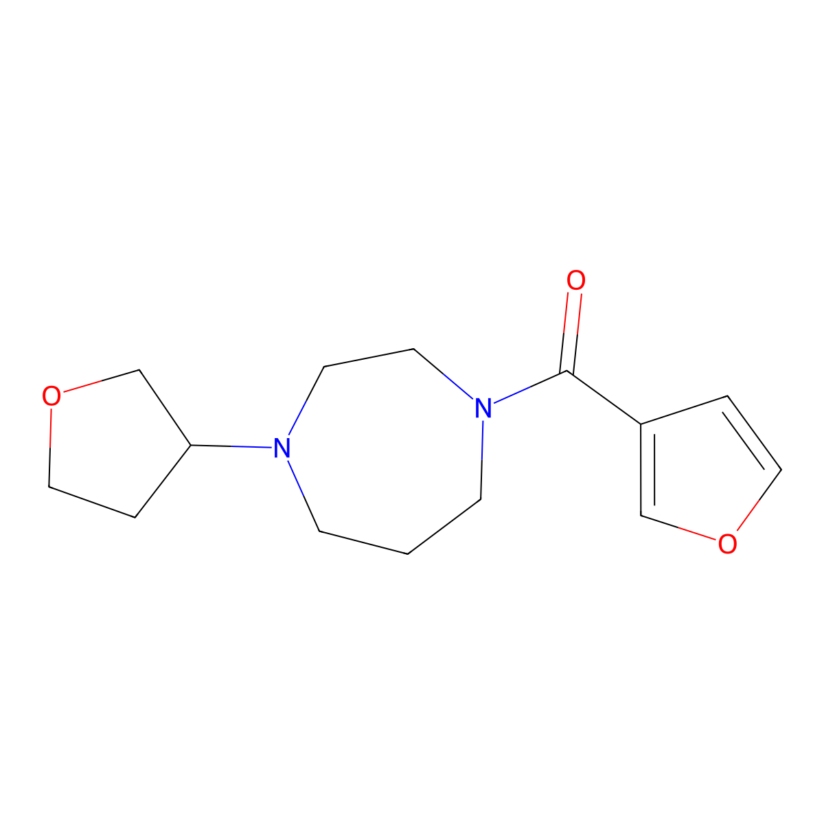 1-(Furan-3-carbonyl)-4-(oxolan-3-yl)-1,4-diazepane molecular structure, CAS 2320458-78-2