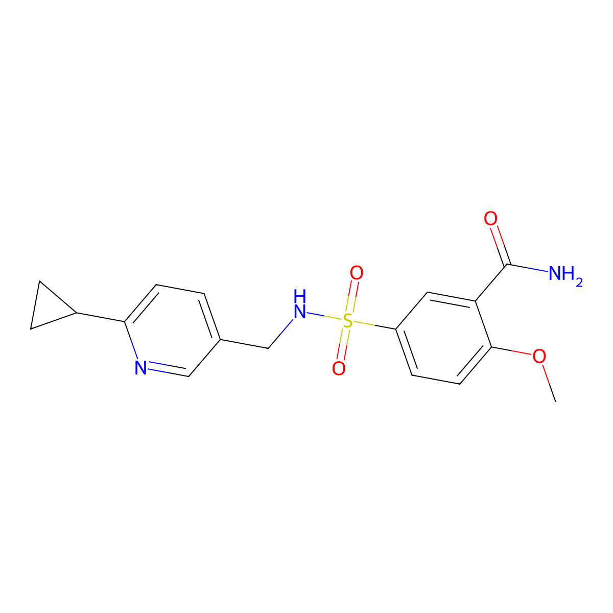 5-{[(6-Cyclopropylpyridin-3-yl)methyl]sulfamoyl}-2-methoxybenzamide molecular structure, CAS 2320459-05-8