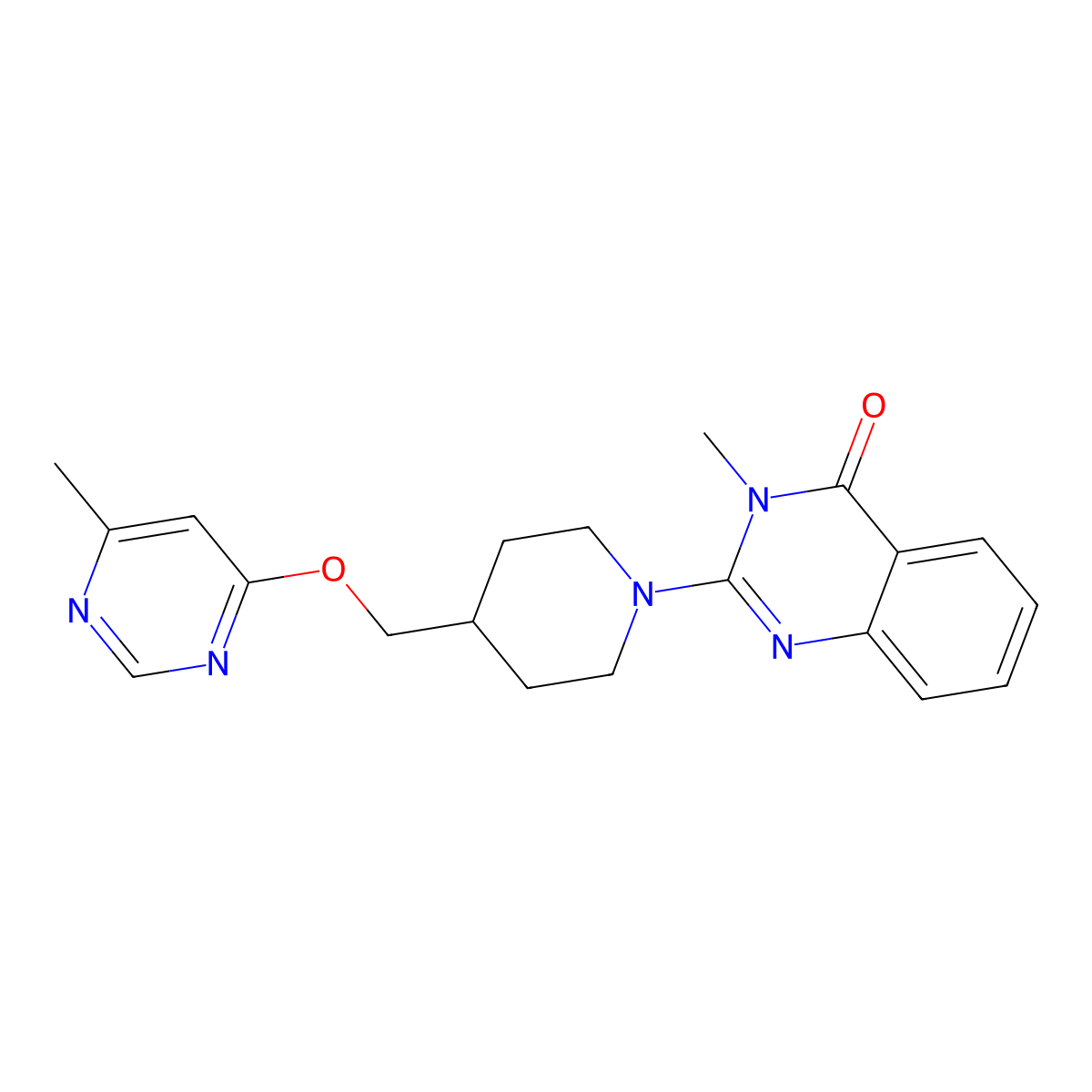 3-Methyl-2-(4-{[(6-methylpyrimidin-4-yl)oxy]methyl}piperidin-1-yl)-3,4-dihydroquinazolin-4-one molecular structure, CAS 2320459-19-4