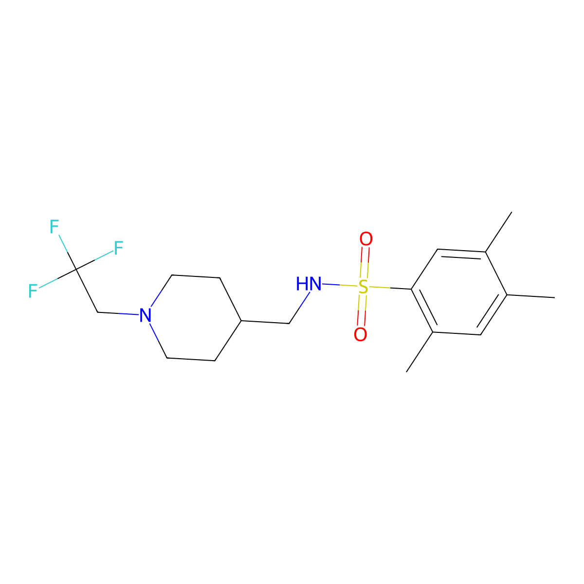 2,4,5-trimethyl-N-{[1-(2,2,2-trifluoroethyl)piperidin-4-yl]methyl}benzene-1-sulfonamide molecular structure, CAS 2320459-25-2