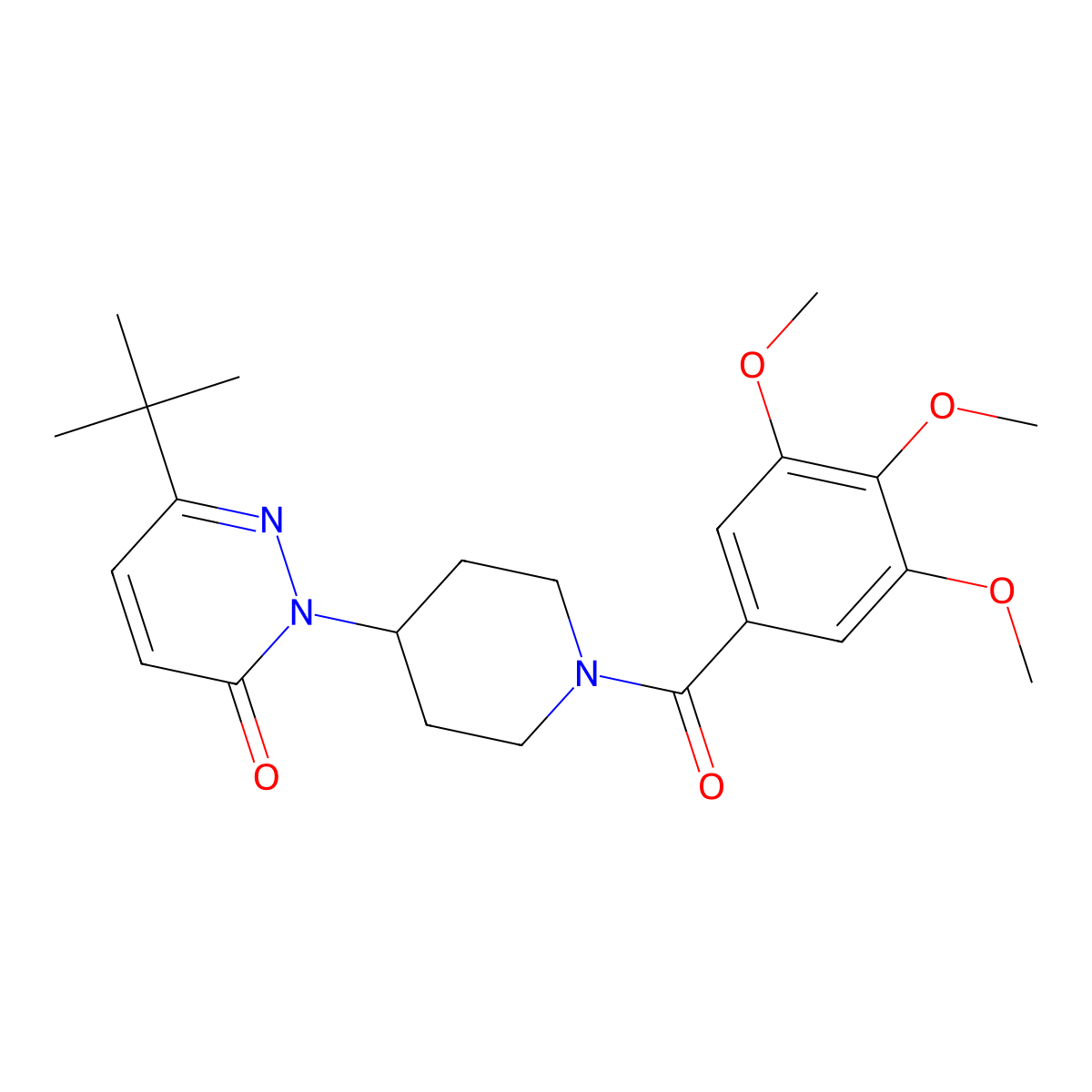 6-Tert-butyl-2-[1-(3,4,5-trimethoxybenzoyl)piperidin-4-yl]-2,3-dihydropyridazin-3-one molecular structure, CAS 2320459-31-0