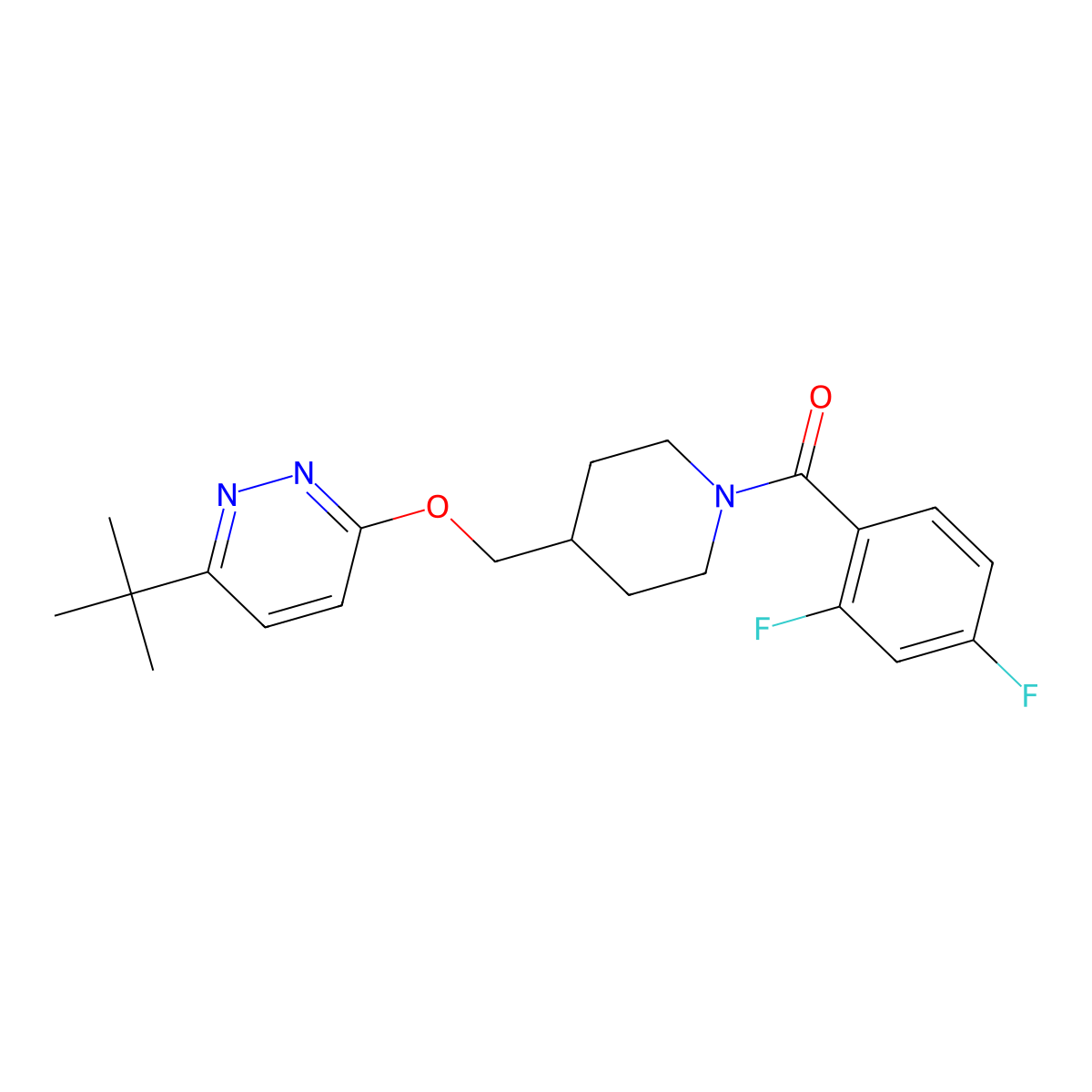 3-Tert-butyl-6-{[1-(2,4-difluorobenzoyl)piperidin-4-yl]methoxy}pyridazine molecular structure, CAS 2320463-56-5