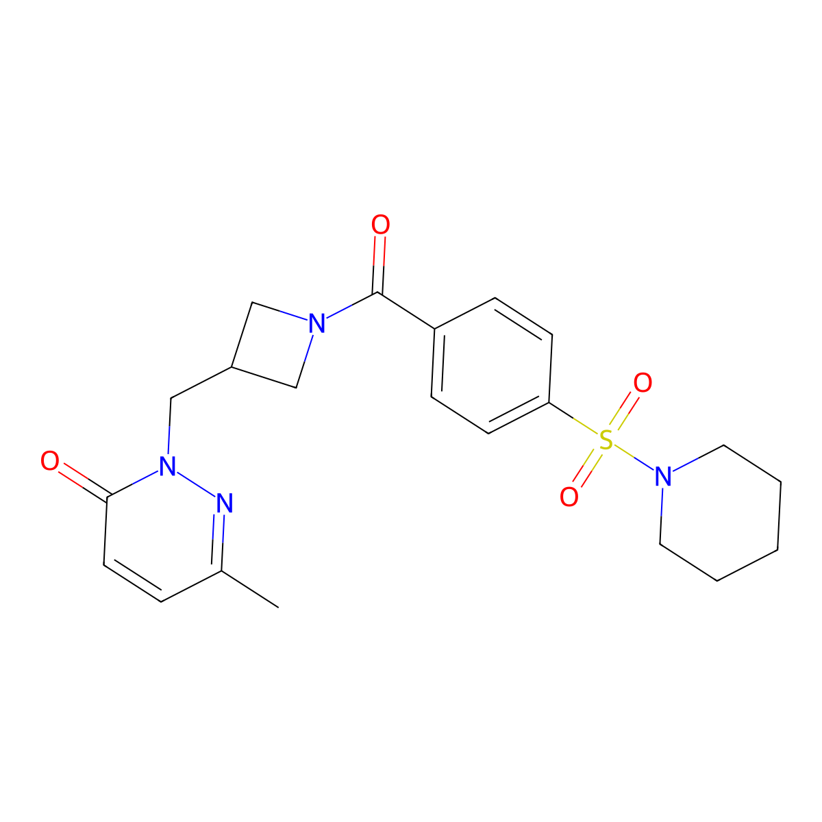 6-Methyl-2-({1-[4-(piperidine-1-sulfonyl)benzoyl]azetidin-3-yl}methyl)-2,3-dihydropyridazin-3-one molecular structure, CAS 2320463-91-8