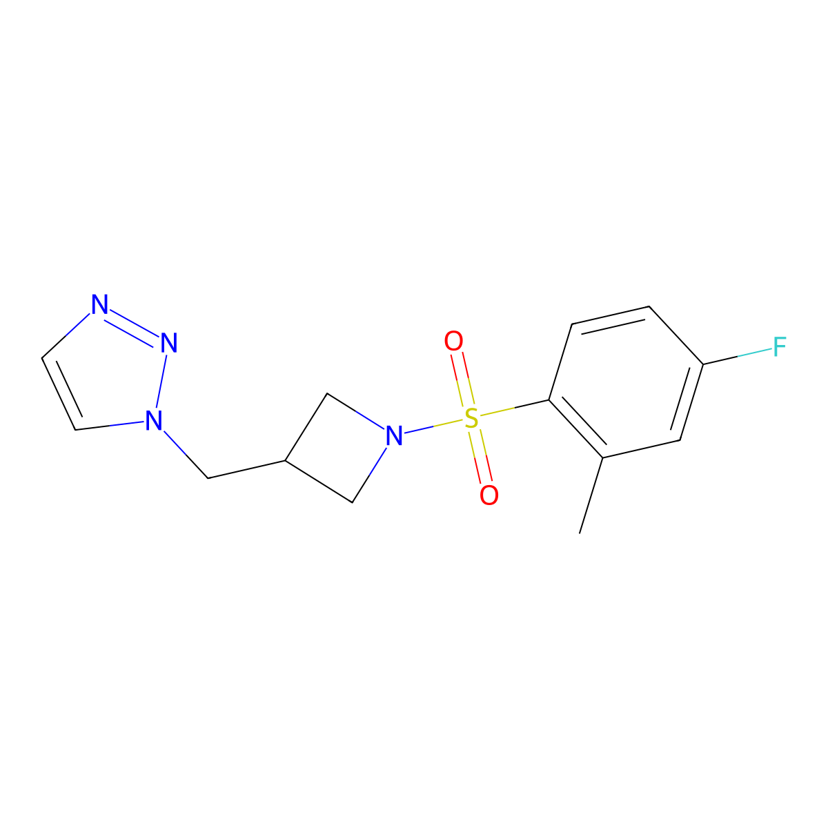1-{[1-(4-fluoro-2-methylbenzenesulfonyl)azetidin-3-yl]methyl}-1H-1,2,3-triazole molecular structure, CAS 2320463-94-1
