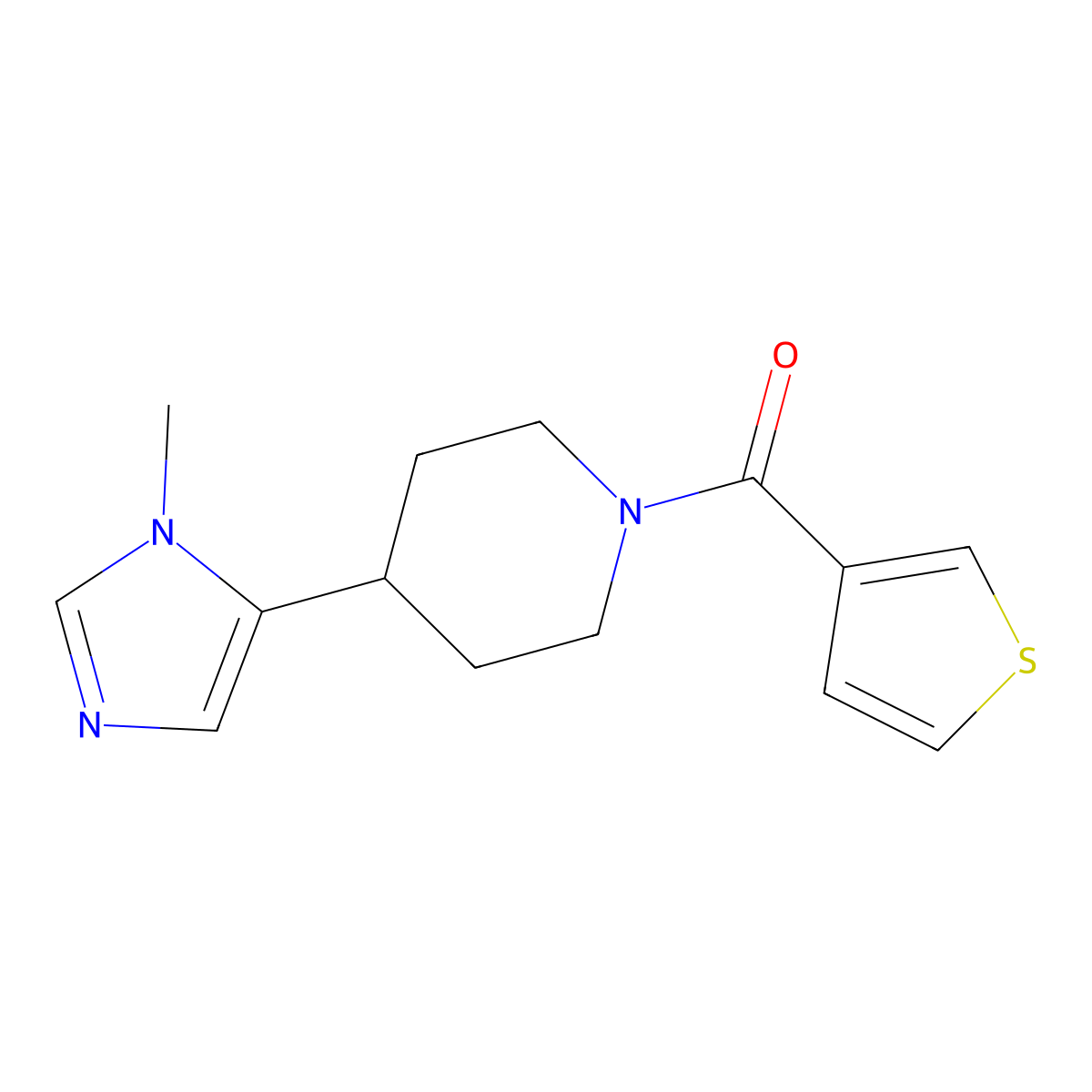4-(1-methyl-1H-imidazol-5-yl)-1-(thiophene-3-carbonyl)piperidine molecular structure, CAS 2320464-01-3