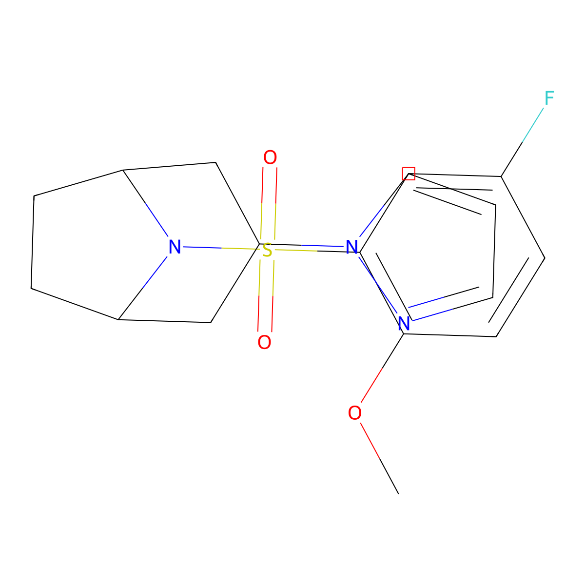 8-(5-fluoro-2-methoxybenzenesulfonyl)-3-(1H-pyrazol-1-yl)-8-azabicyclo[3.2.1]octane molecular structure, CAS 2320464-05-7