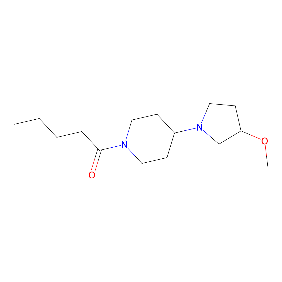 1-[4-(3-Methoxypyrrolidin-1-yl)piperidin-1-yl]pentan-1-one molecular structure, CAS 2320464-10-4