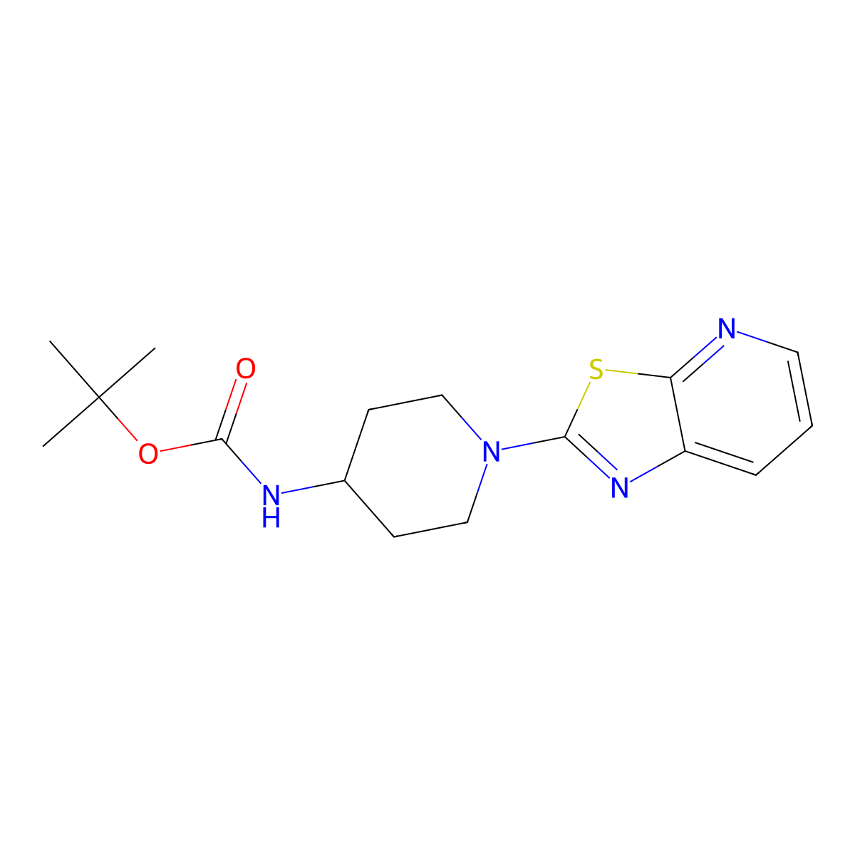 tert-butyl N-(1-{[1,3]thiazolo[5,4-b]pyridin-2-yl}piperidin-4-yl)carbamate molecular structure, CAS 2320464-21-7