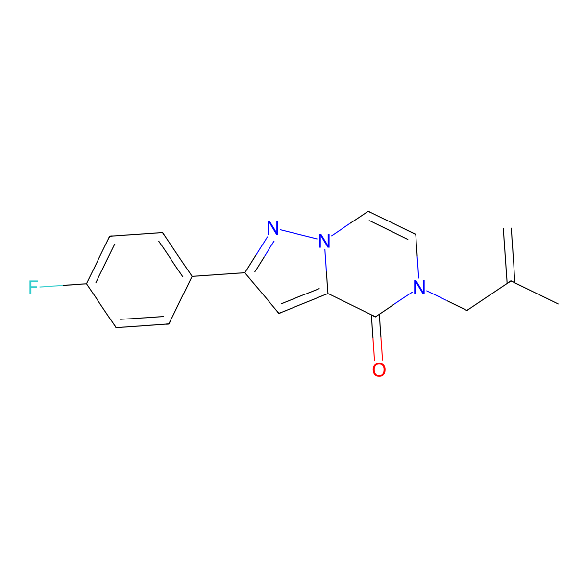 2-(4-fluorophenyl)-5-(2-methylprop-2-en-1-yl)-4H,5H-pyrazolo[1,5-a]pyrazin-4-one molecular structure, CAS 2320464-31-9