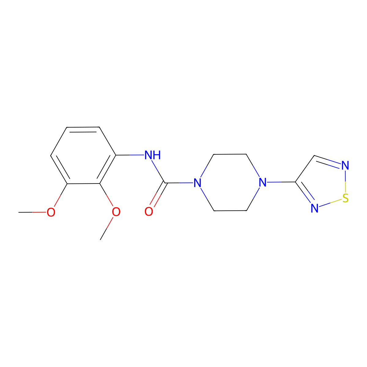 N-(2,3-dimethoxyphenyl)-4-(1,2,5-thiadiazol-3-yl)piperazine-1-carboxamide molecular structure, CAS 2320464-37-5