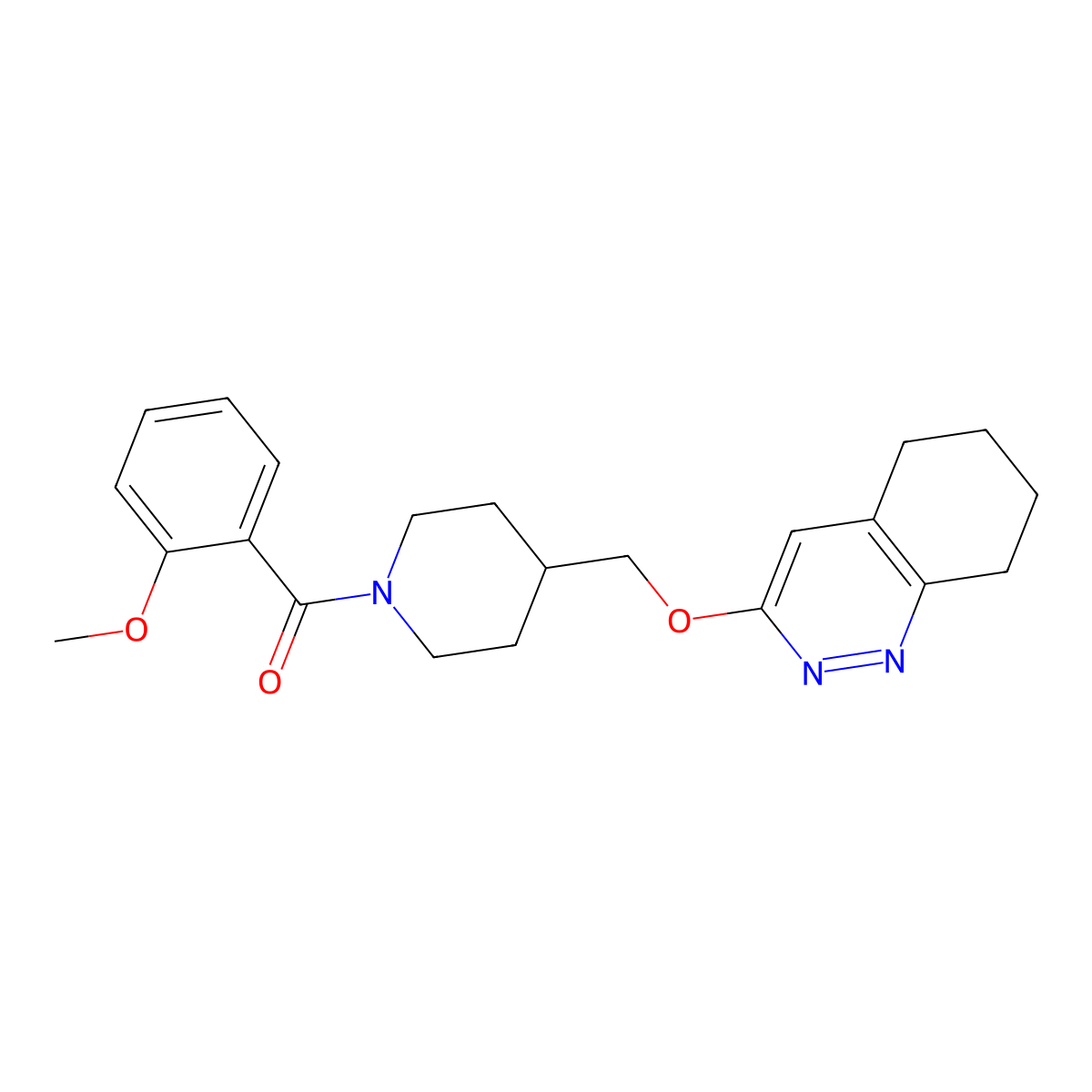 (2-Methoxyphenyl)(4-(((5,6,7,8-tetrahydrocinnolin-3-yl)oxy)methyl)piperidin-1-yl)methanone molecular structure, CAS 2320464-72-8