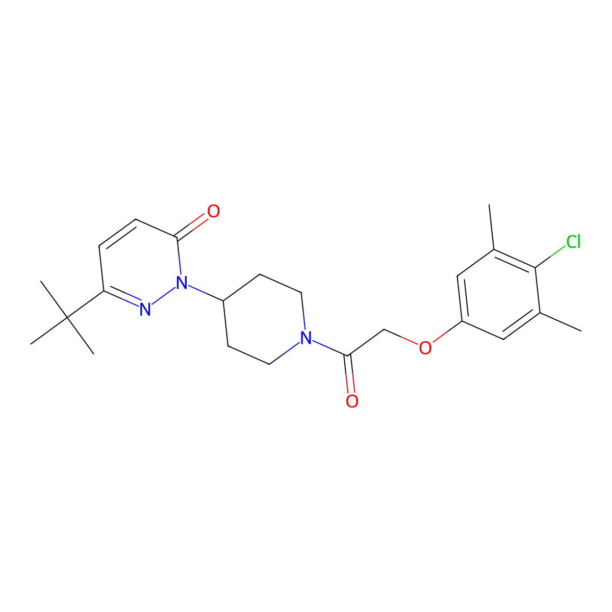 6-Tert-butyl-2-{1-[2-(4-chloro-3,5-dimethylphenoxy)acetyl]piperidin-4-yl}-2,3-dihydropyridazin-3-one molecular structure, CAS 2320464-79-5