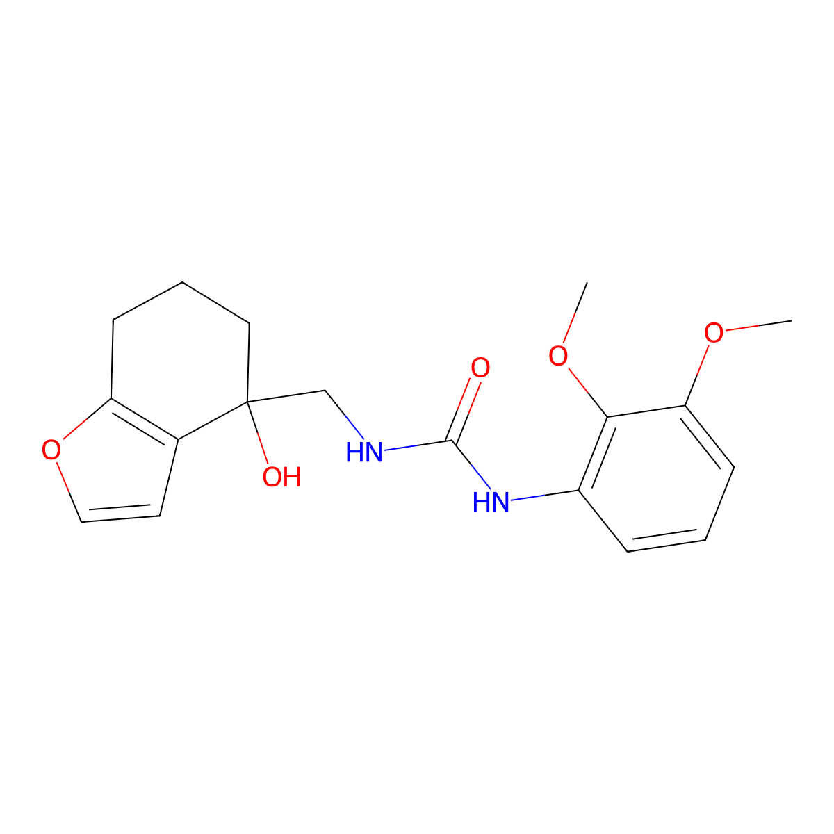 1-(2,3-Dimethoxyphenyl)-3-[(4-hydroxy-4,5,6,7-tetrahydro-1-benzofuran-4-yl)methyl]urea molecular structure, CAS 2320464-96-6