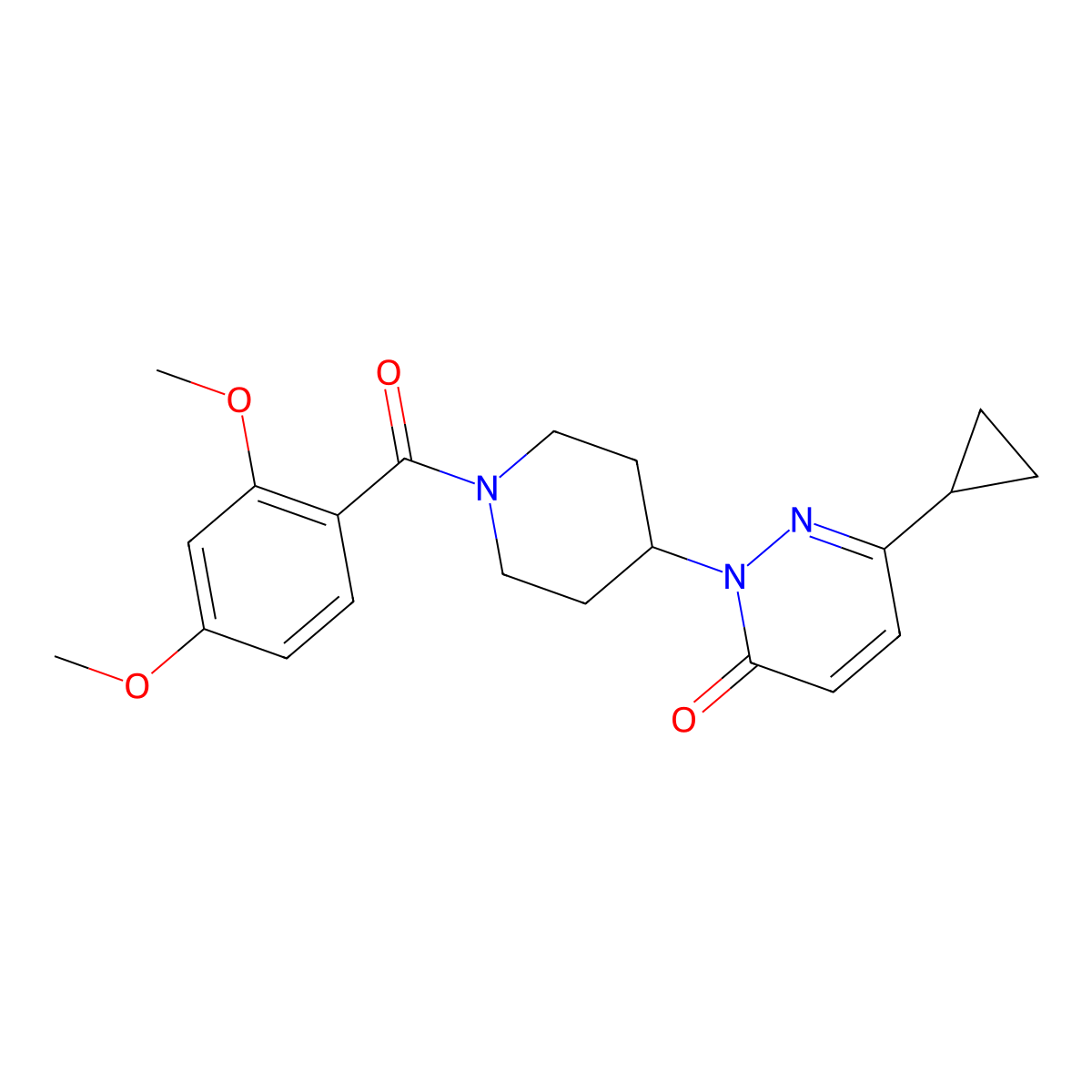 6-Cyclopropyl-2-[1-(2,4-dimethoxybenzoyl)piperidin-4-yl]-2,3-dihydropyridazin-3-one molecular structure, CAS 2320465-03-8