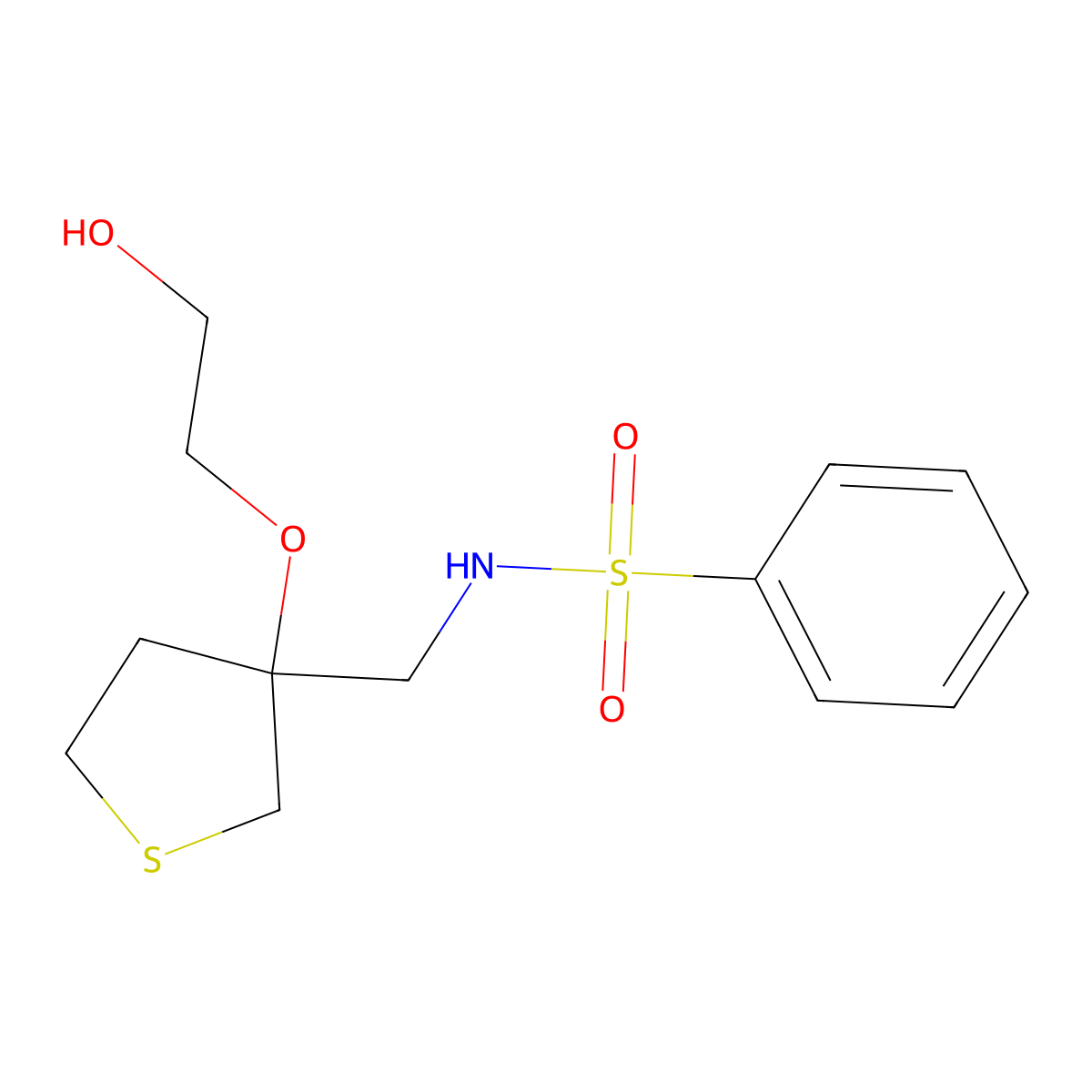N-{[3-(2-hydroxyethoxy)thiolan-3-yl]methyl}benzenesulfonamide molecular structure, CAS 2320465-16-3