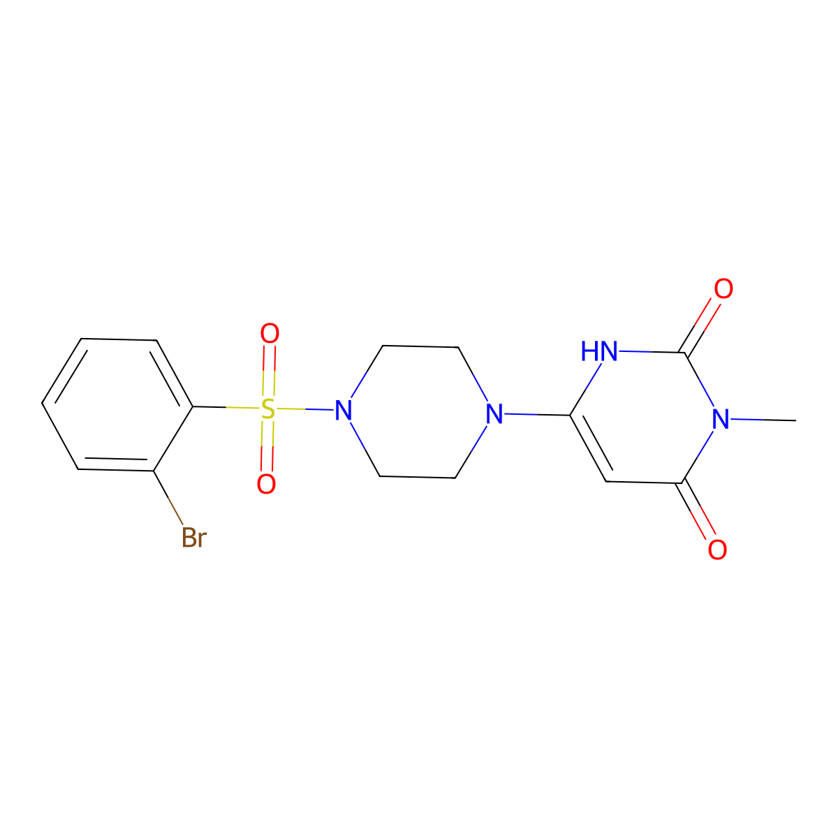 6-[4-(2-Bromobenzenesulfonyl)piperazin-1-yl]-3-methyl-1,2,3,4-tetrahydropyrimidine-2,4-dione molecular structure, CAS 2320465-31-2