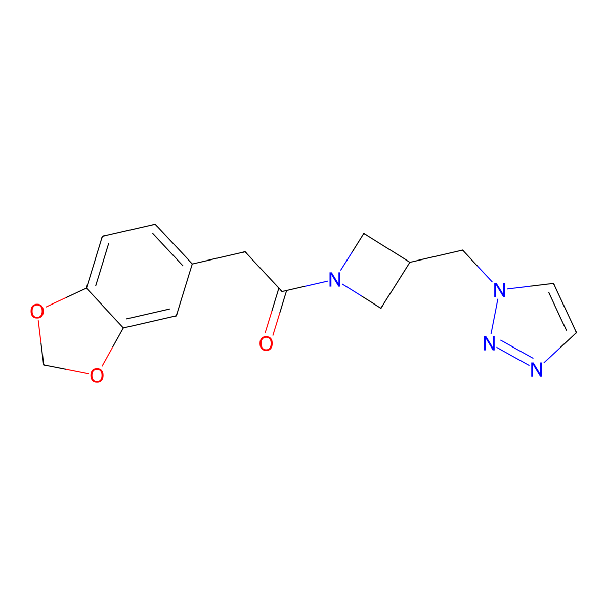 2-(2H-1,3-benzodioxol-5-yl)-1-{3-[(1H-1,2,3-triazol-1-yl)methyl]azetidin-1-yl}ethan-1-one molecular structure, CAS 2320465-38-9
