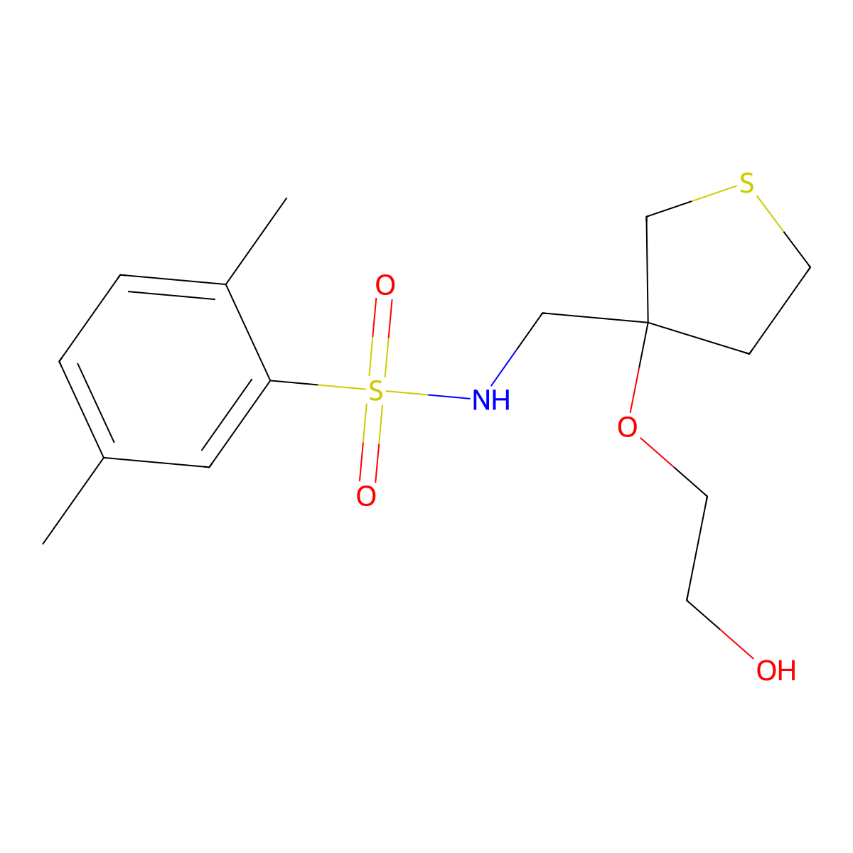 N-{[3-(2-hydroxyethoxy)thiolan-3-yl]methyl}-2,5-dimethylbenzene-1-sulfonamide molecular structure, CAS 2320465-44-7