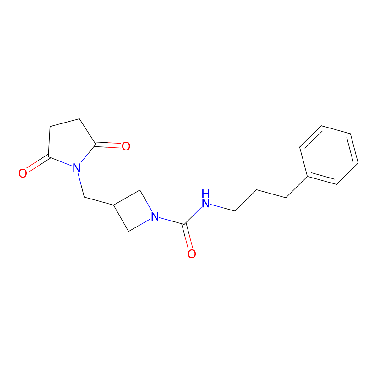 3-[(2,5-Dioxopyrrolidin-1-yl)methyl]-N-(3-phenylpropyl)azetidine-1-carboxamide molecular structure, CAS 2320465-49-2
