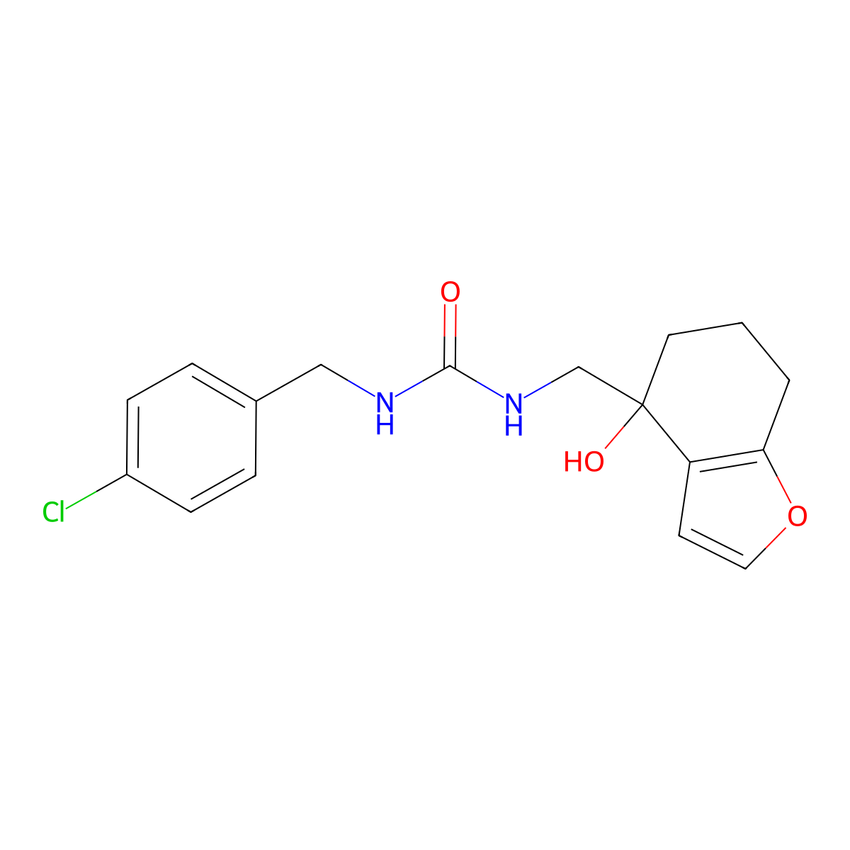 1-(4-Chlorobenzyl)-3-((4-hydroxy-4,5,6,7-tetrahydrobenzofuran-4-yl)methyl)urea molecular structure, CAS 2320465-50-5