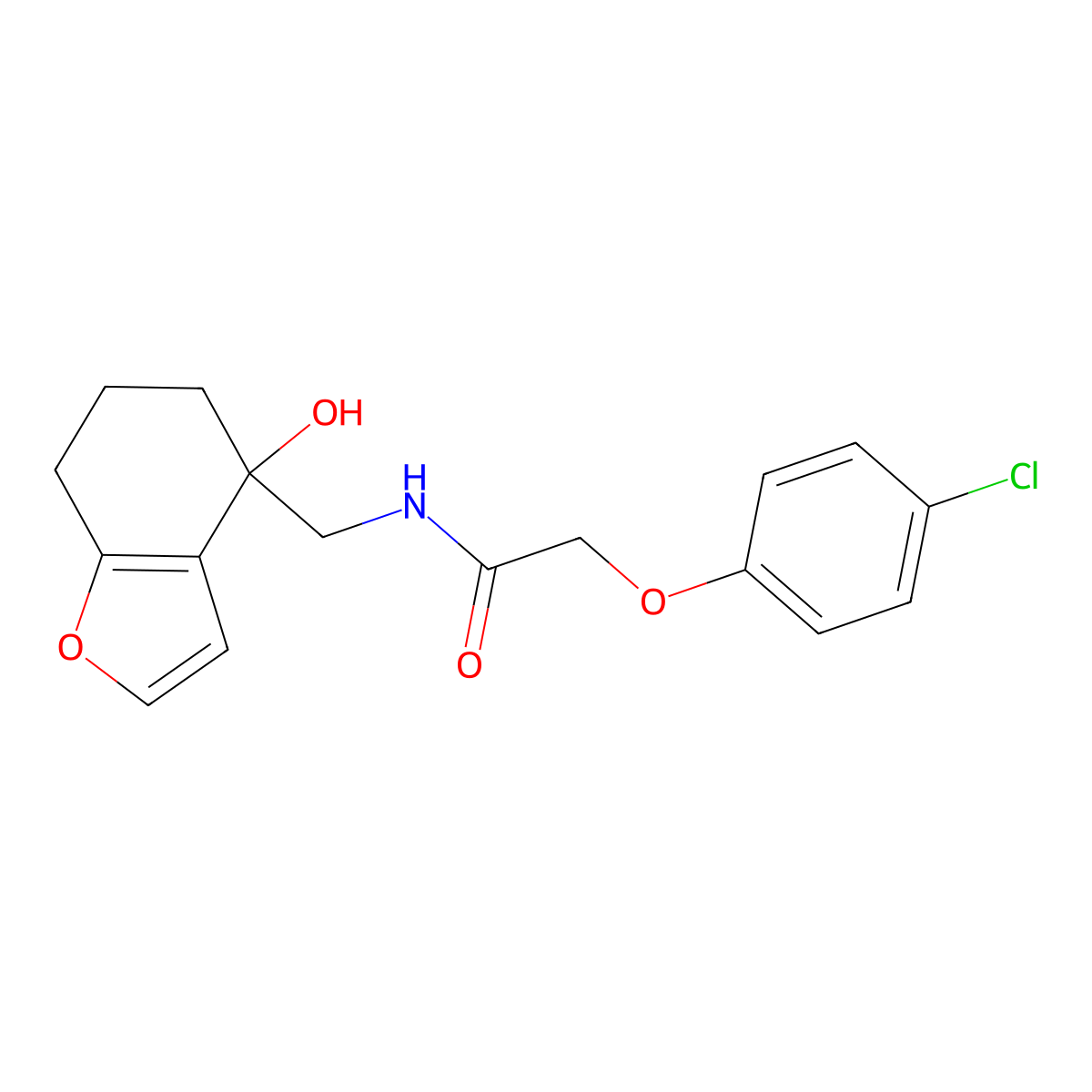 2-(4-chlorophenoxy)-N-[(4-hydroxy-4,5,6,7-tetrahydro-1-benzofuran-4-yl)methyl]acetamide molecular structure, CAS 2320465-63-0