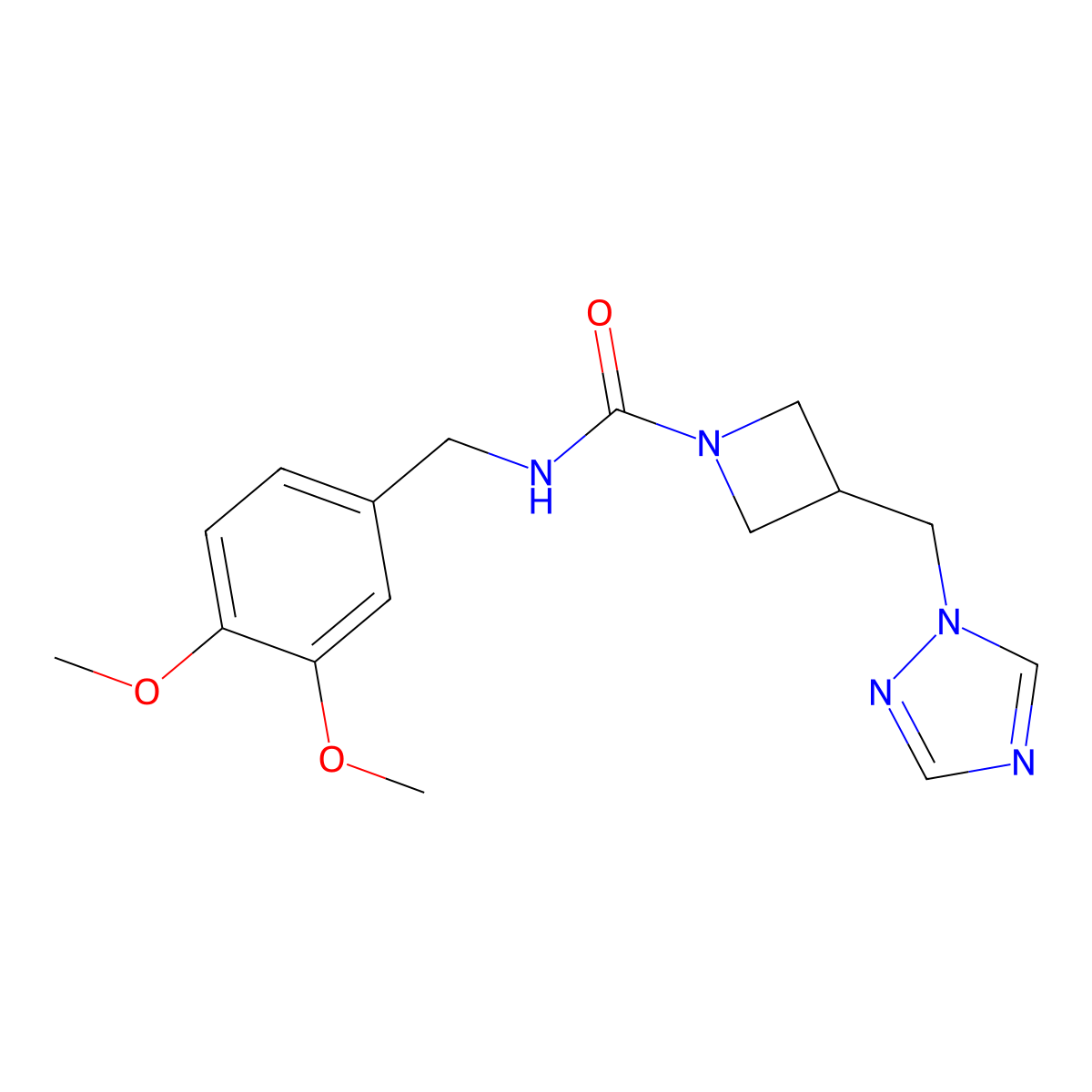 N-[(3,4-dimethoxyphenyl)methyl]-3-[(1H-1,2,4-triazol-1-yl)methyl]azetidine-1-carboxamide molecular structure, CAS 2320465-64-1