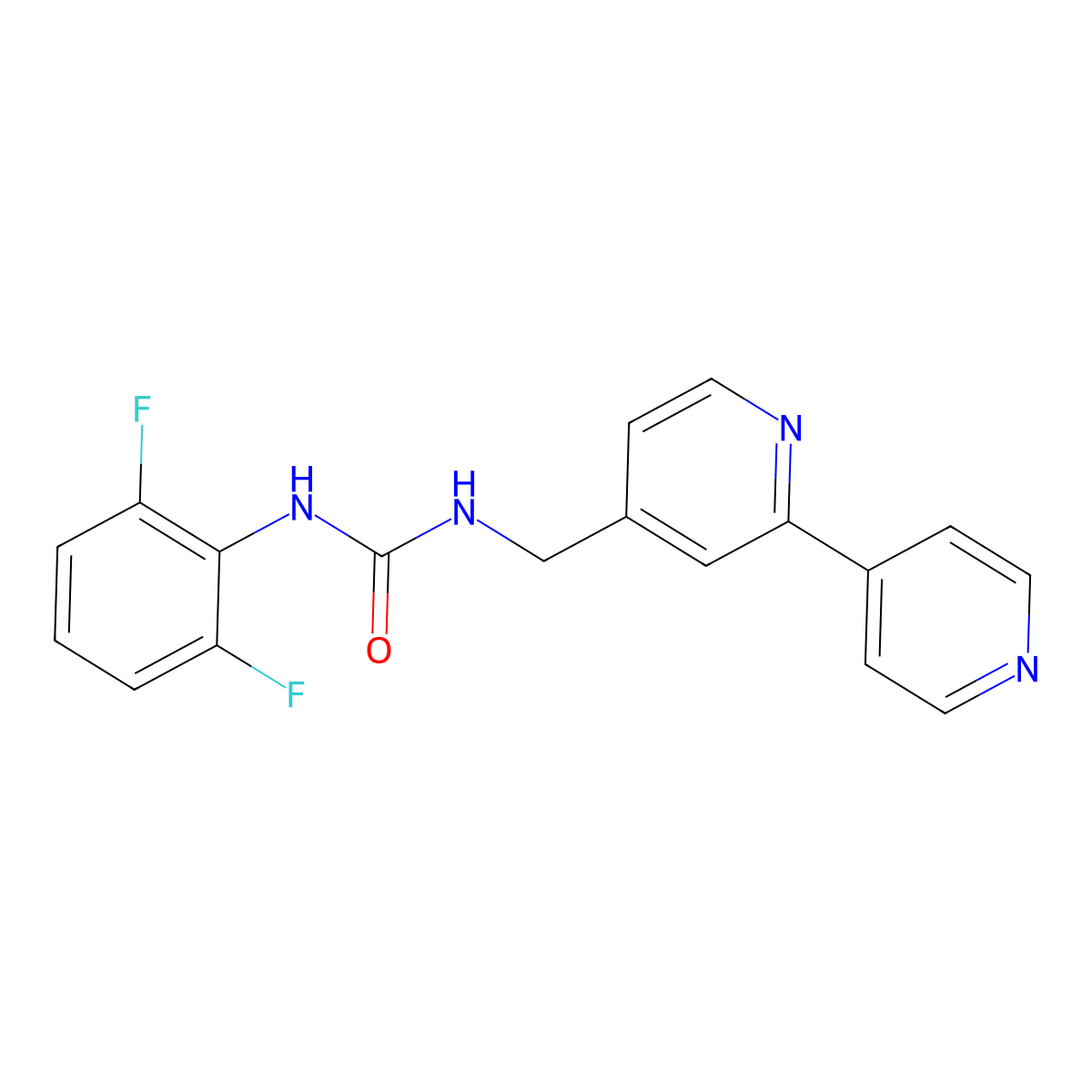 3-({[2,4'-Bipyridine]-4-yl}methyl)-1-(2,6-difluorophenyl)urea molecular structure, CAS 2320465-66-3