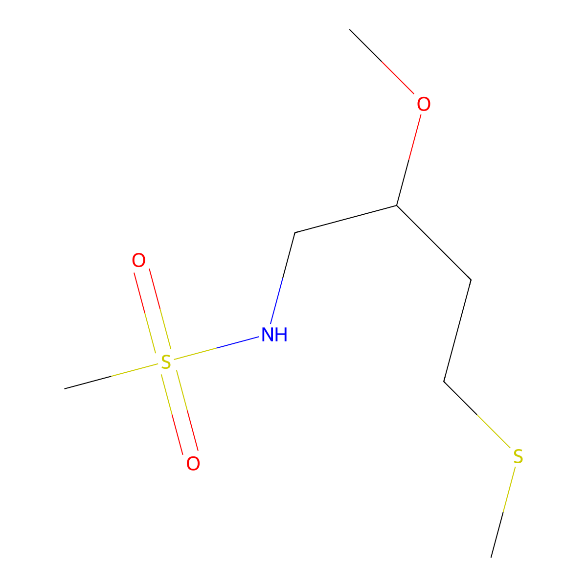 N-[2-methoxy-4-(methylsulfanyl)butyl]methanesulfonamide molecular structure, CAS 2320465-93-6