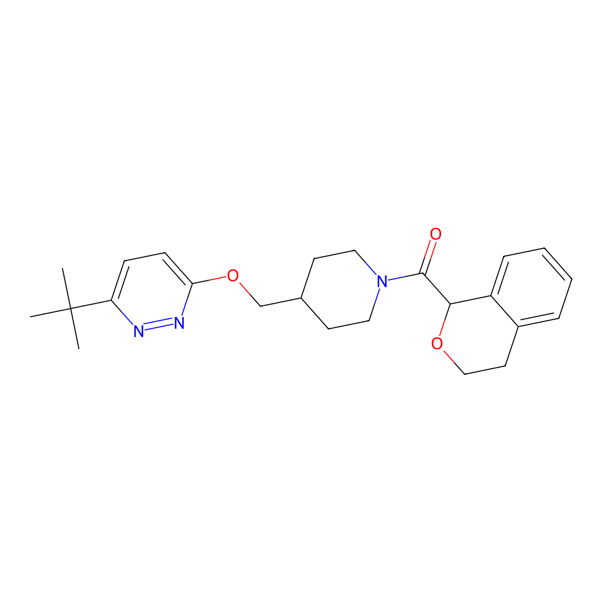 3-tert-butyl-6-{[1-(3,4-dihydro-1H-2-benzopyran-1-carbonyl)piperidin-4-yl]methoxy}pyridazine molecular structure, CAS 2320466-11-1
