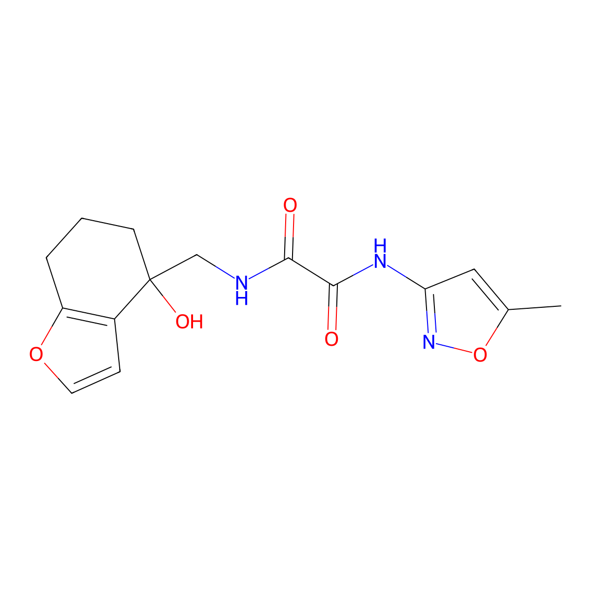 N'-[(4-hydroxy-4,5,6,7-tetrahydro-1-benzofuran-4-yl)methyl]-N-(5-methyl-1,2-oxazol-3-yl)ethanediamide molecular structure, CAS 2320466-12-2