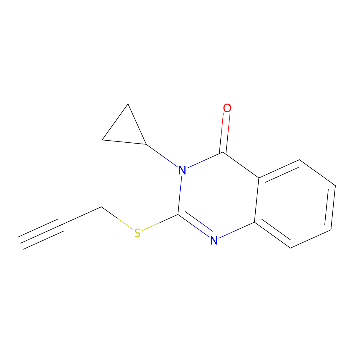 3-Cyclopropyl-2-(prop-2-yn-1-ylsulfanyl)-3,4-dihydroquinazolin-4-one molecular structure, CAS 2320466-17-7