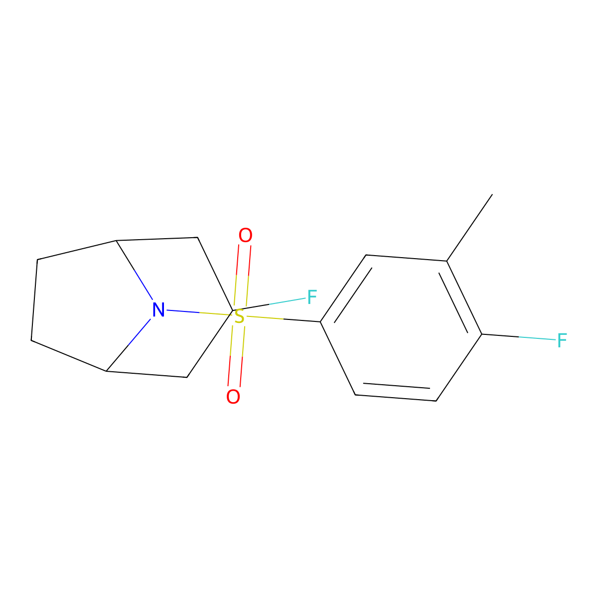 3-Fluoro-8-(4-fluoro-3-methylbenzenesulfonyl)-8-azabicyclo[3.2.1]octane molecular structure, CAS 2320466-18-8