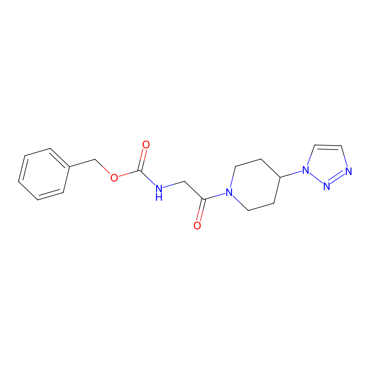 benzyl (2-(4-(1H-1,2,3-triazol-1-yl)piperidin-1-yl)-2-oxoethyl)carbamate molecular structure, CAS 2320466-30-4