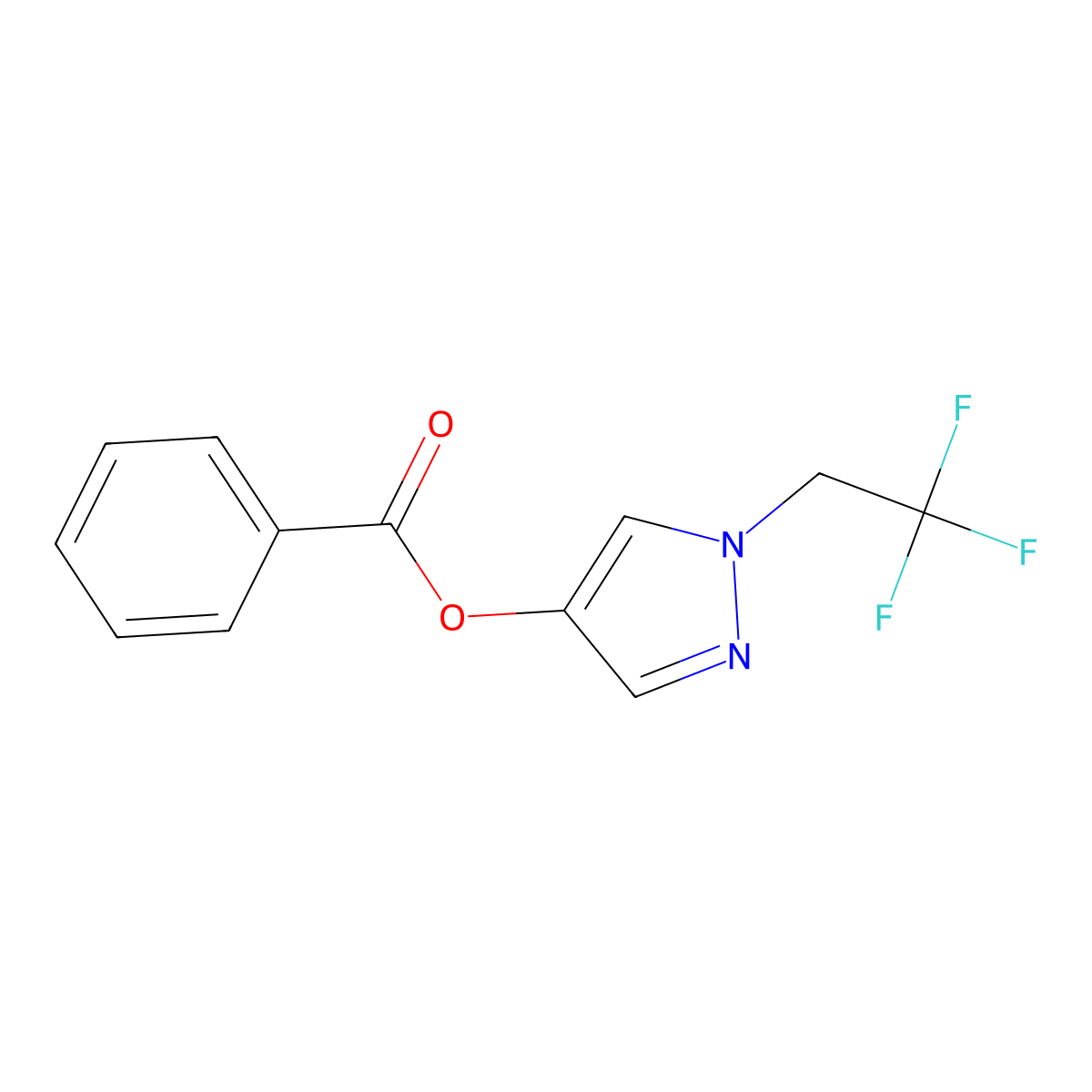 1-(2,2,2-trifluoroethyl)-1H-pyrazol-4-yl benzoate molecular structure, CAS 2320466-31-5